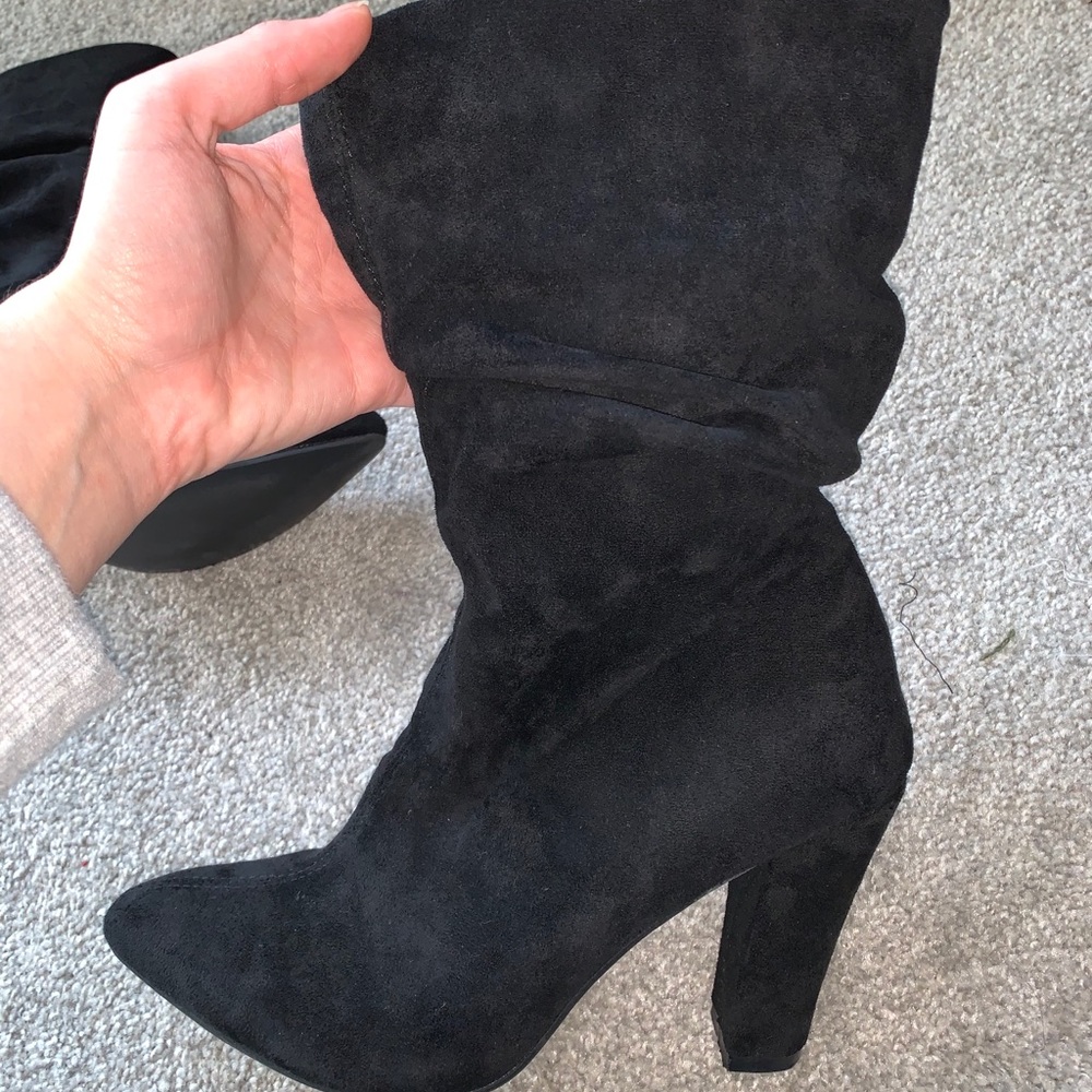 Black Slouchy Mid Calf Bootie - Picture 5 of 6